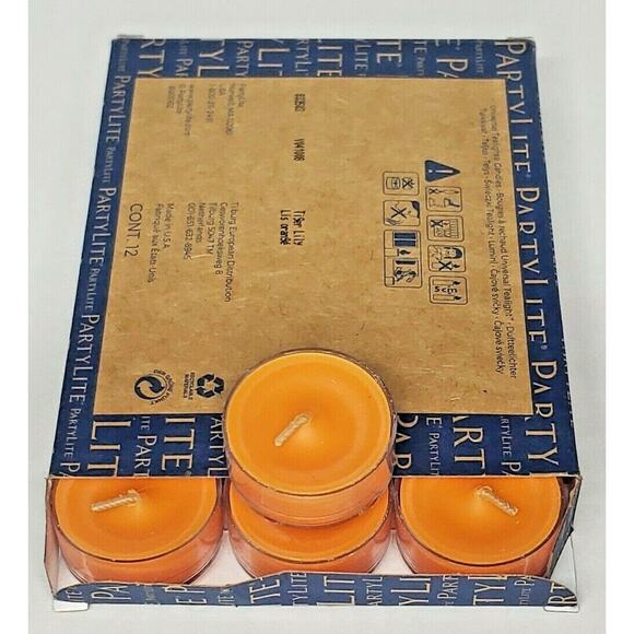 Vintage Partylite Tealights 12 Candles NOS "Tiger lily " p1g/v041008 - Picture 1 of 2
